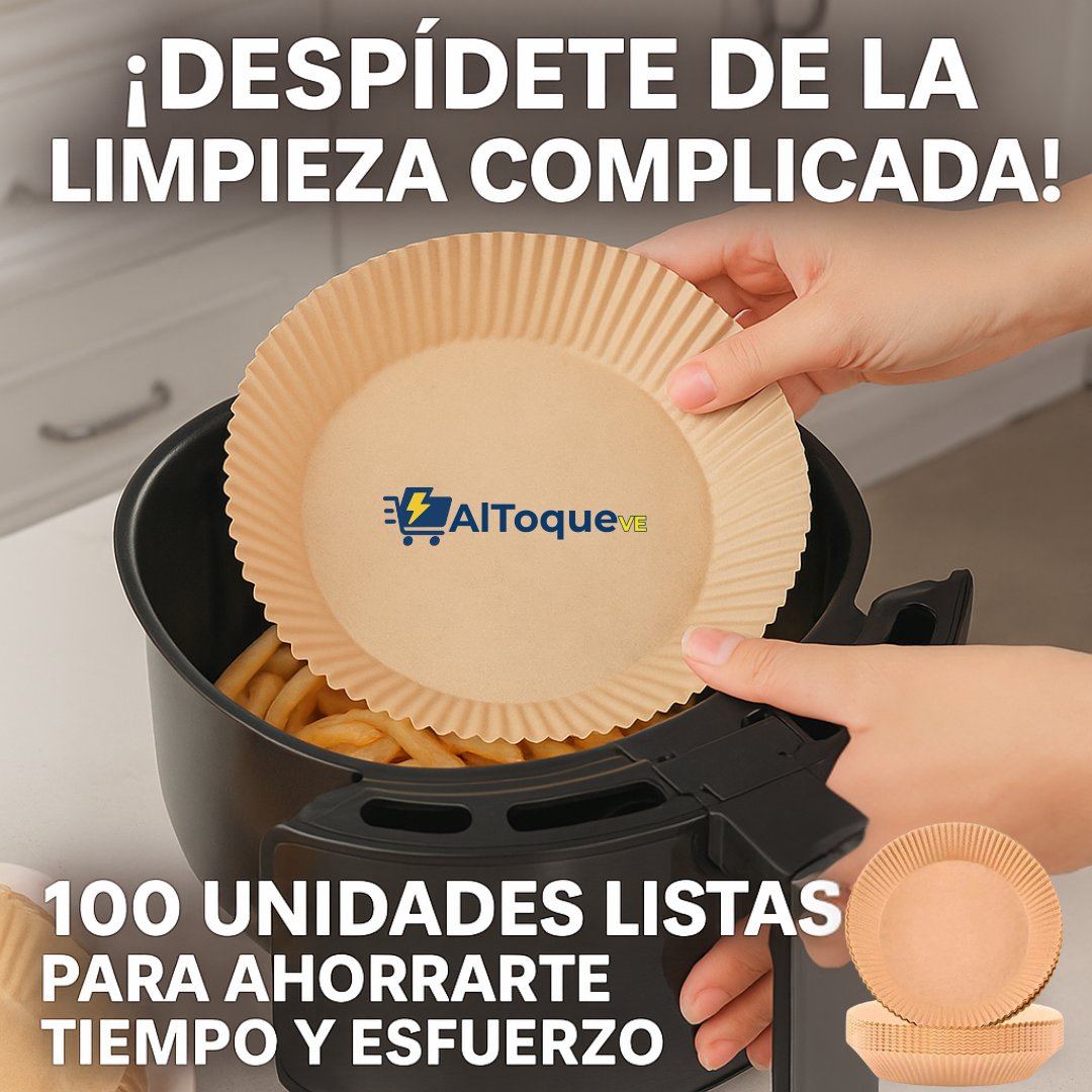 AirPaper™ – Bandejas Antiadherentes para Air Fryer (100 unidades)