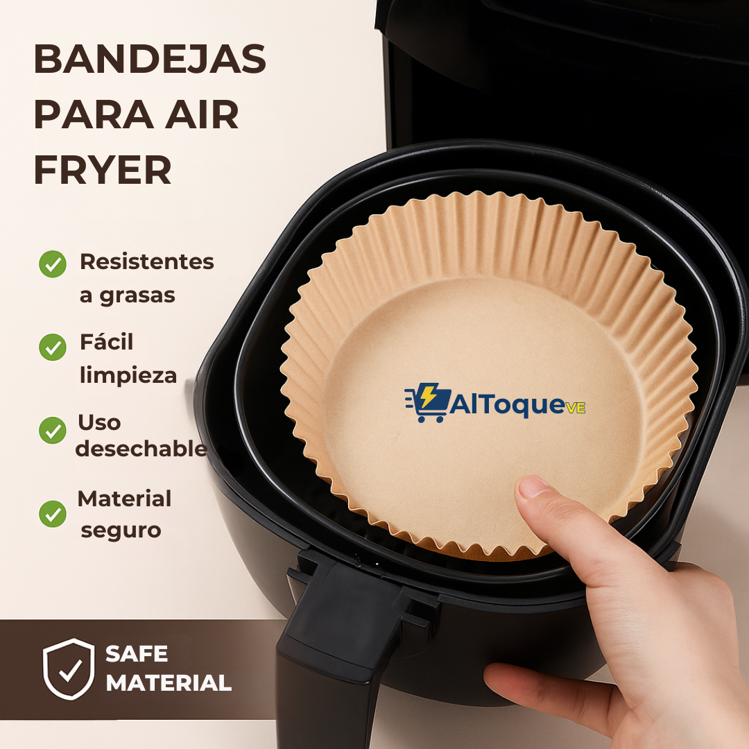AirPaper™ – Bandejas Antiadherentes para Air Fryer (100 unidades)